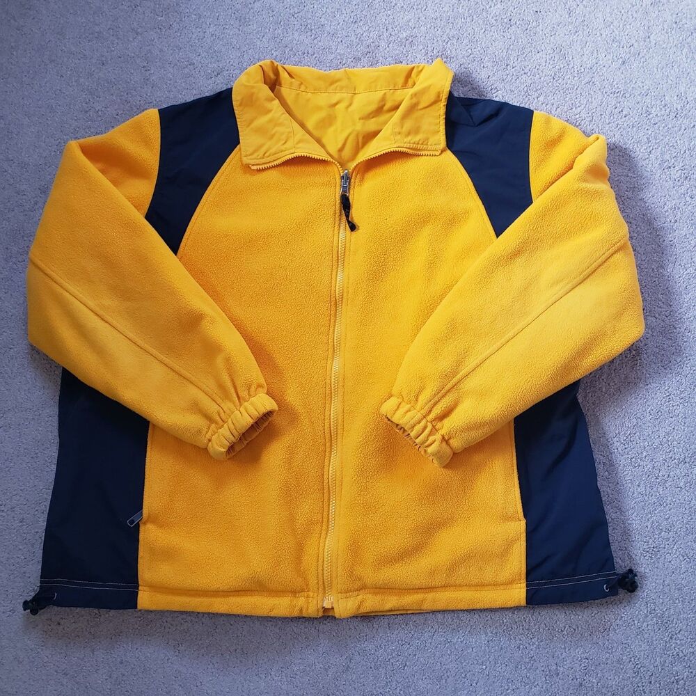 Vintage LL Bean Jacket Reversible Waterproof Fleece Coat Yellow Black Full Zip